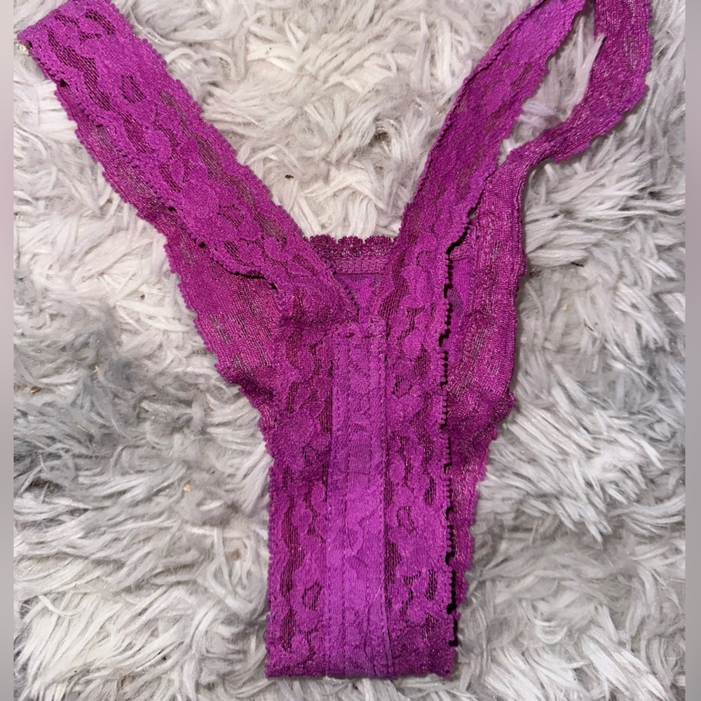 Butterfly Thong Lace Panty Pink/Purple by Real Underwear -New In Box Size SMALL